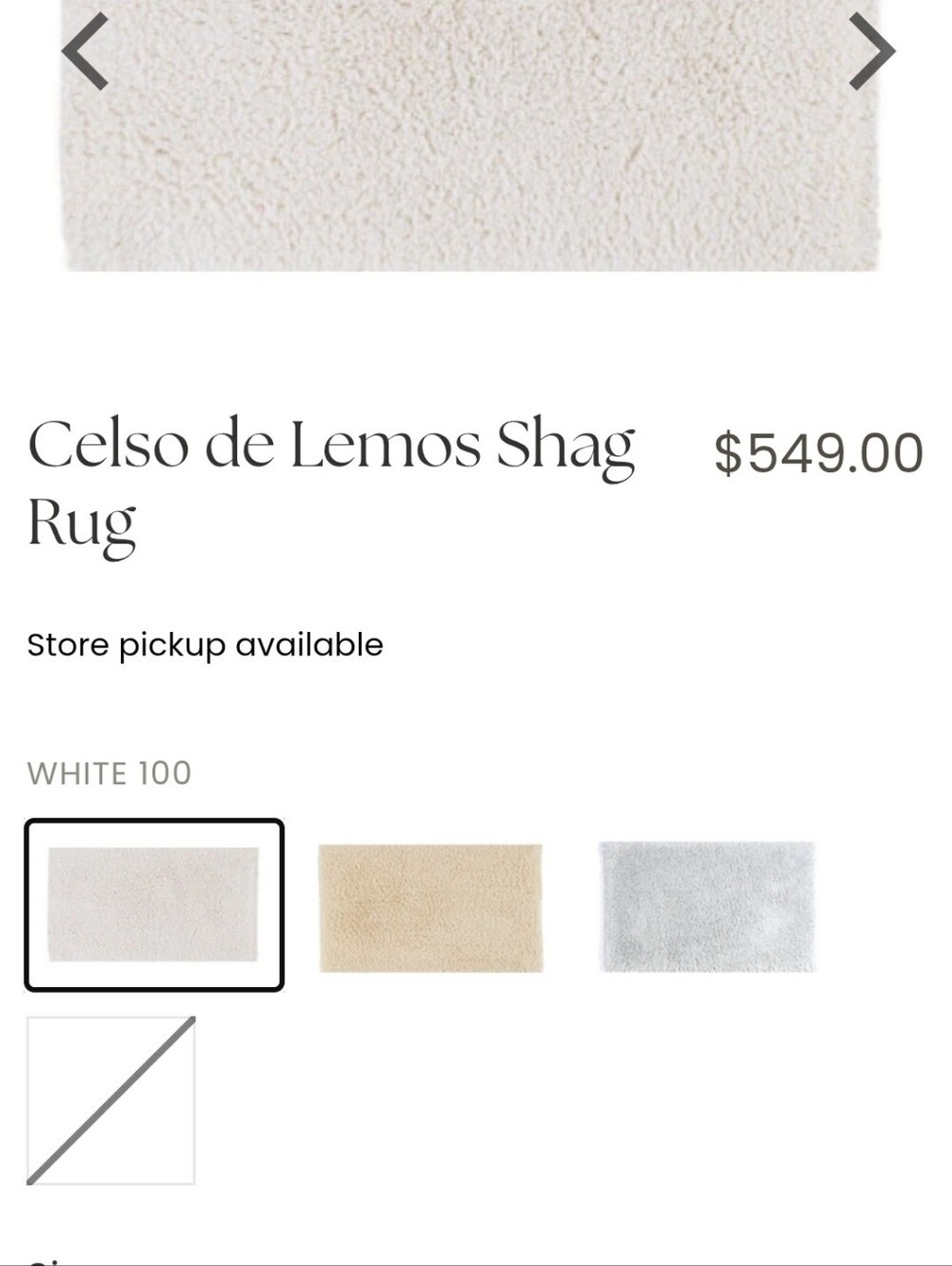 Celso de Lemos Shag Rug in White